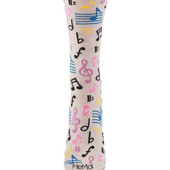 MeMoi Musical Notes Bamboo Crew Socks, Women's Music Lover Design - Picture 3 of 4